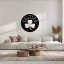 Celtics Shamrock Emblem Metal Wall Art – Bold Round Sports Decor for Fans- KAF671