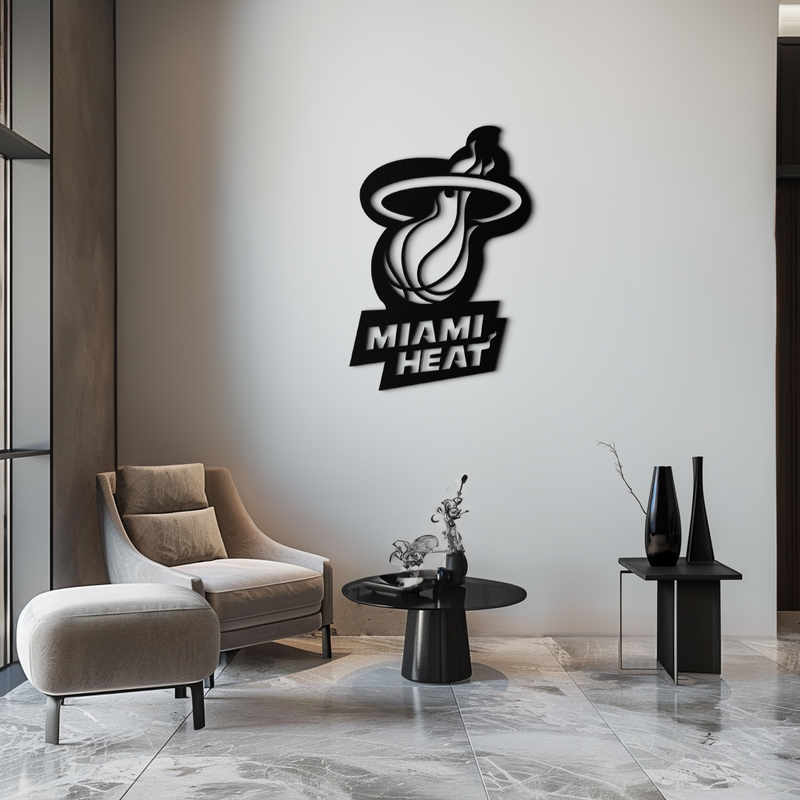 Miami Heat Basketball Logo Metal Wall Art – Sports-Inspired Modern Home Decor- KAF675