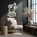 Miami Heat Basketball Logo Metal Wall Art – Sports-Inspired Modern Home Decor- KAF675