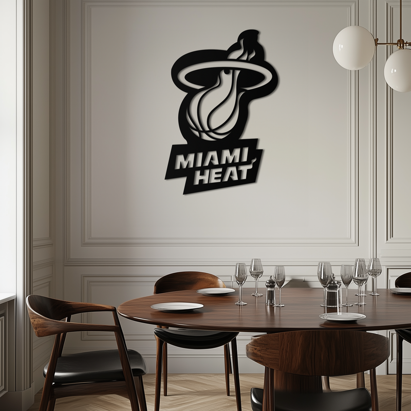 Miami Heat Basketball Logo Metal Wall Art – Sports-Inspired Modern Home Decor- KAF675