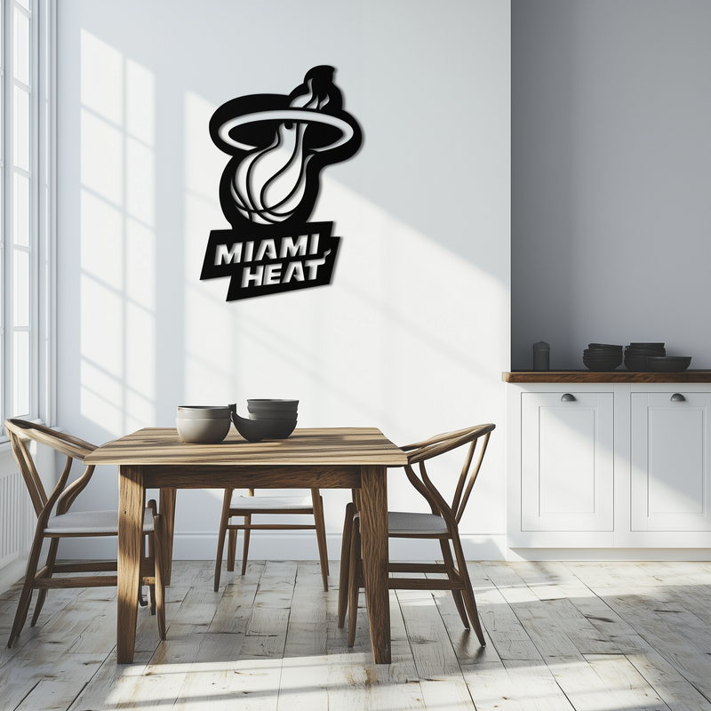 Miami Heat Basketball Logo Metal Wall Art – Sports-Inspired Modern Home Decor- KAF675