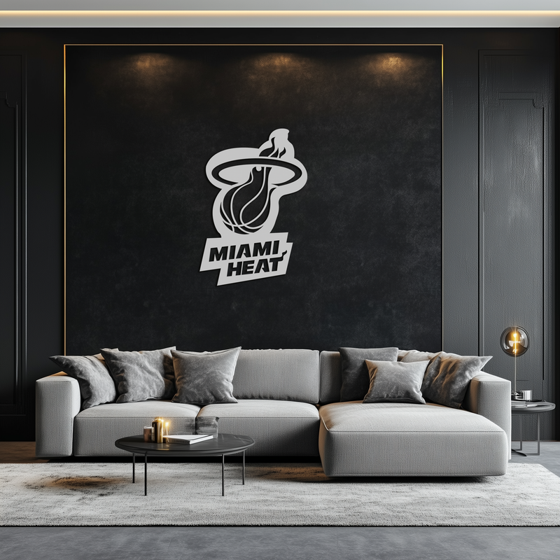 Miami Heat Basketball Logo Metal Wall Art – Sports-Inspired Modern Home Decor- KAF675