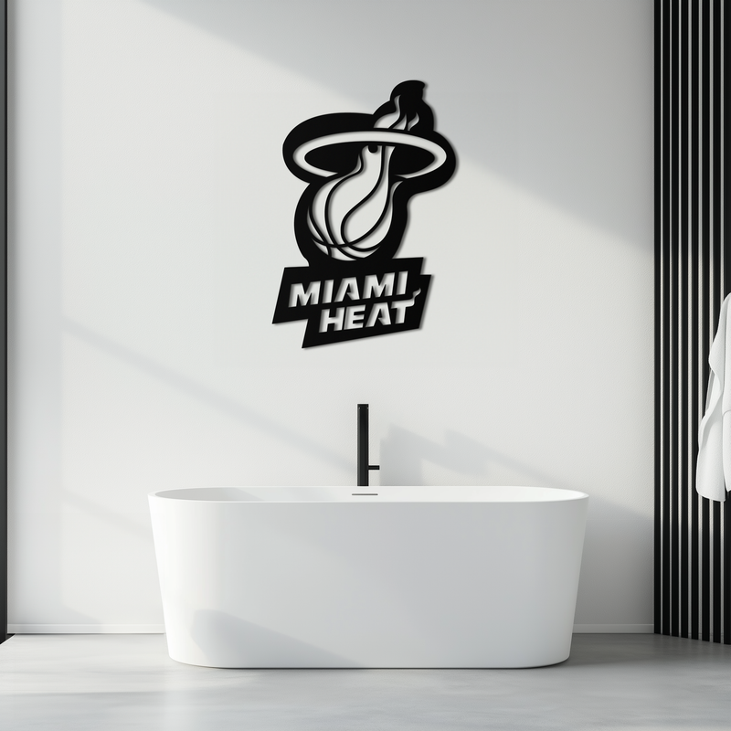 Miami Heat Basketball Logo Metal Wall Art – Sports-Inspired Modern Home Decor- KAF675