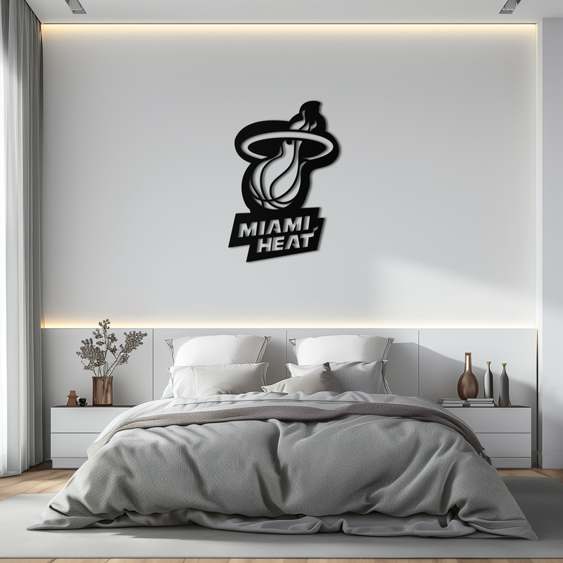 Miami Heat Basketball Logo Metal Wall Art – Sports-Inspired Modern Home Decor- KAF675