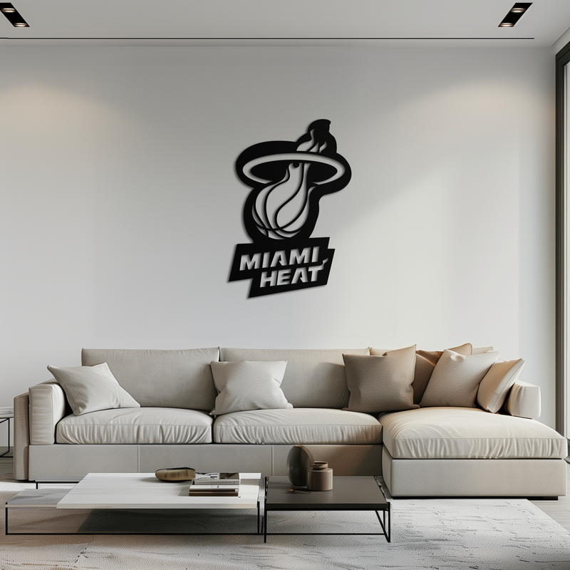 Miami Heat Basketball Logo Metal Wall Art – Sports-Inspired Modern Home Decor- KAF675