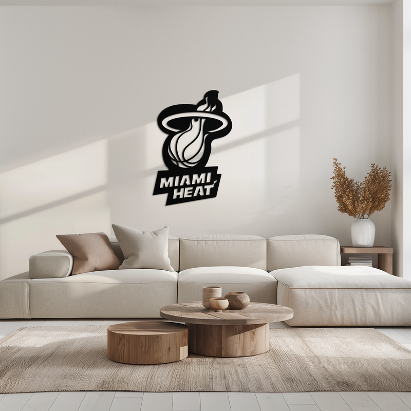 Miami Heat Basketball Logo Metal Wall Art – Sports-Inspired Modern Home Decor- KAF675