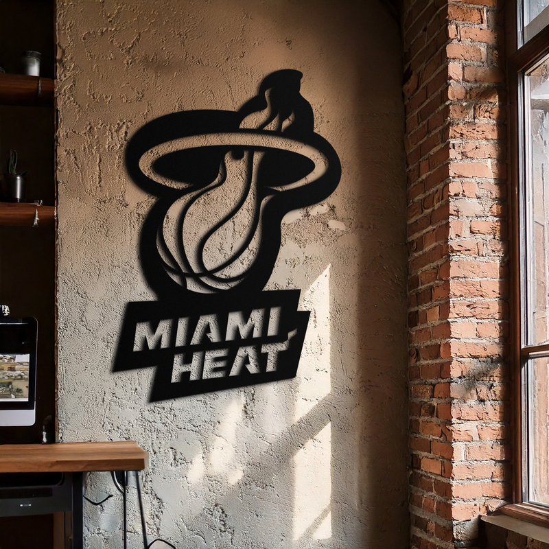 Miami Heat Basketball Logo Metal Wall Art – Sports-Inspired Modern Home Decor- KAF675