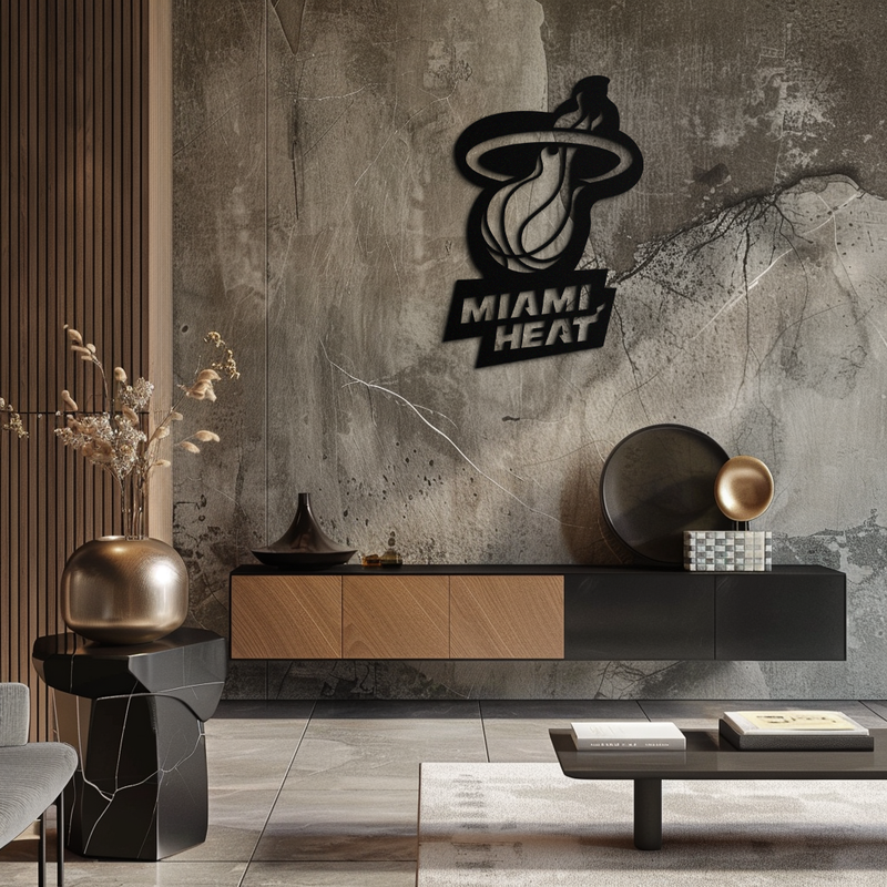 Miami Heat Basketball Logo Metal Wall Art – Sports-Inspired Modern Home Decor- KAF675