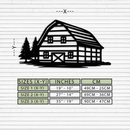 Rustic Barn and Pine Trees Metal Wall Art – Country House Landscape Silhouette Decor- KAF681