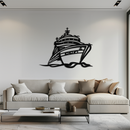 Majestic Cruise Ship Silhouette Metal Wall Art – Nautical Decor for Sea Lovers- KAF682