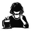 Coffee Girl Silhouette Metal Wall Art – Cozy Black Modern Home Decor for Coffee - KAF683