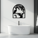 Flamingo Lake Scene Metal Wall Art – Tranquil Nature-Inspired Silhouette for Home Decor- KAF686