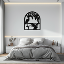 Flamingo Lake Scene Metal Wall Art – Tranquil Nature-Inspired Silhouette for Home Decor- KAF686