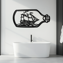 Sailboat in a Bottle Metal Wall Art – Nautical-Inspired Silhouette for Ocean Dreamers- KAF692
