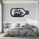 Sailboat in a Bottle Metal Wall Art – Nautical-Inspired Silhouette for Ocean Dreamers- KAF692