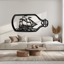 Sailboat in a Bottle Metal Wall Art – Nautical-Inspired Silhouette for Ocean Dreamers- KAF692