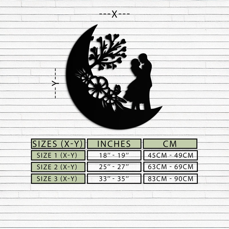 : Lovers on the Moon Metal Wall Art – Romantic Silhouette for Dreamy Interiors- KAF695
