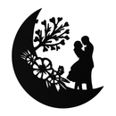 : Lovers on the Moon Metal Wall Art – Romantic Silhouette for Dreamy Interiors- KAF695