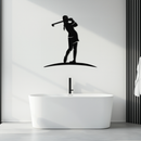 Female Golfer Metal Wall Art – Elegant Sports Silhouette for Modern Spaces- KAF698