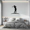 Female Golfer Metal Wall Art – Elegant Sports Silhouette for Modern Spaces- KAF698
