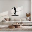 Female Golfer Metal Wall Art – Elegant Sports Silhouette for Modern Spaces- KAF698