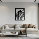 Abstract Tribal Faces with Floral Elements Modern Metal Wall Art Panel- KAF703