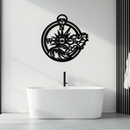 Nautical Compass Wave Metal Wall Art – Ocean Storm and Skull Design Decor- KAF704