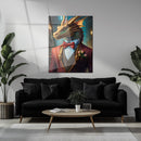 Dapper Dragon Gentleman Glass Wall Art – Fantasy Beast in Elegant Red Suit-KAFCD011