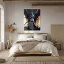 Dripping Shadow Queen Glass Wall Art – Gothic Fantasy Portrait with Abstract Paint-KAFCD013