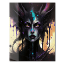 Dripping Shadow Queen Glass Wall Art – Gothic Fantasy Portrait with Abstract Paint-KAFCD013