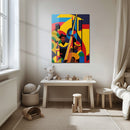 Colorful Jazz Musicians Glass Wall Art – Bold Abstract UV Print for Music Lovers-KAFCD022