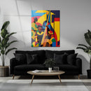Colorful Jazz Musicians Glass Wall Art – Bold Abstract UV Print for Music Lovers-KAFCD022
