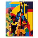 Colorful Jazz Musicians Glass Wall Art – Bold Abstract UV Print for Music Lovers-KAFCD022