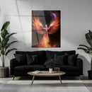 Fiery Phoenix Glass Wall Art – Rebirth & Flame Fantasy UV Print Design-KAFCD027