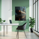 Abandoned Submarine in Swamp Glass Wall Art – Moody Nautical UV Print Design-KAFCD030