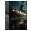 Abandoned Submarine in Swamp Glass Wall Art – Moody Nautical UV Print Design-KAFCD030