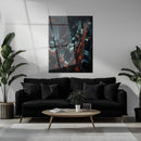 Cyberpunk Cityscape Glass Wall Art – Neon Lit Futuristic Skyline UV Print-KAFCD031
