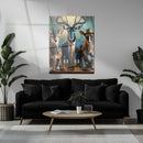 Elegant Antelope Gathering Glass Wall Art – Whimsical Animal Portrait UV Print-KAFCD036