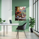 Autumn Breakfast Table Glass Wall Art – Rustic Harvest Outdoor UV Print-KAFCD045