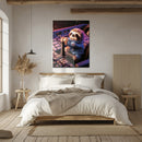 Astronaut Sloth Glass Wall Art – Cute Space Explorer UV Print Design-KAFCD047