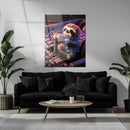 Astronaut Sloth Glass Wall Art – Cute Space Explorer UV Print Design-KAFCD047