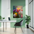 Colorful Tulip Bouquet Glass Wall Art – Vibrant Spring Floral UV Print-KAFCD049