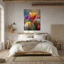 Colorful Tulip Bouquet Glass Wall Art – Vibrant Spring Floral UV Print-KAFCD049