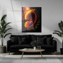 Abstract Fire Petal Bloom Glass Wall Art – Glowing Floral UV Print Design-KAFCD050