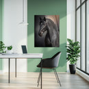Elegant Black Horse Portrait UV Glass Wall Art – Majestic Equestrian Design-KAFCD065