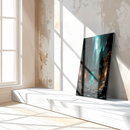 Dark Fantasy Fortress UV Glass Wall Art – Mysterious Warrior in Ancient Alien Ruins-KAFCD070
