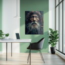 Ancient Wisdom Portrait UV Glass Wall Art – Mystical Elder with Deep Gaze-KAFCD072