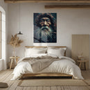 Ancient Wisdom Portrait UV Glass Wall Art – Mystical Elder with Deep Gaze-KAFCD072