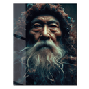 Ancient Wisdom Portrait UV Glass Wall Art – Mystical Elder with Deep Gaze-KAFCD072
