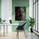 Futuristic Black Diva Portrait UV Glass Wall Art – Opulent Cyber Couture Aesthetic-KAFCD073